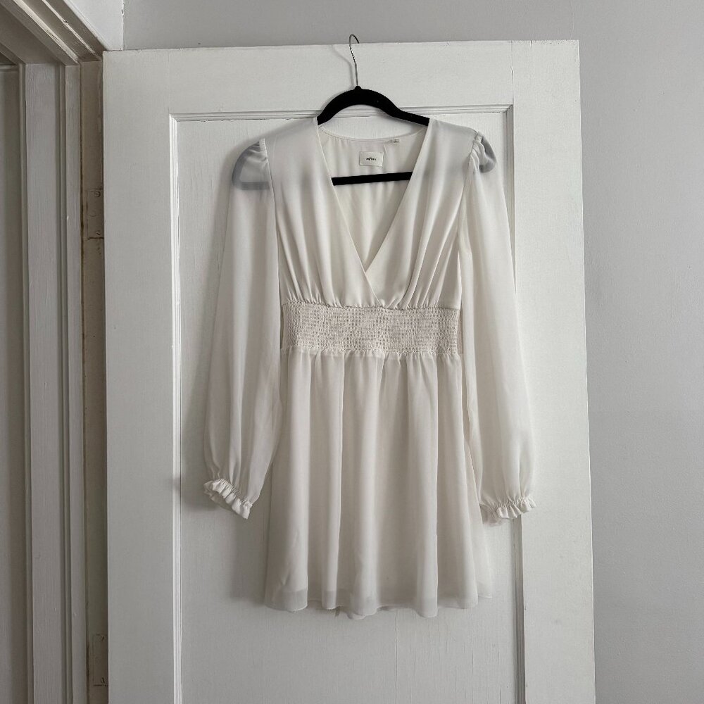 Aritzia (Wilfred) Long-Sleeve White Mini Dress